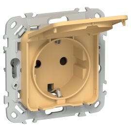 FLITE Розетка с заземлением с защитными шторками и крышкой 16А IP44 РСшкр11-0-44-ФлЗ золотарник IEK