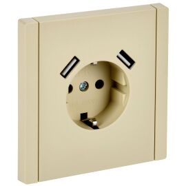 FORTE&PIANO Розетка 1-местная с заземлением с защитными шторками винтовое крепление 16А USB A+A 3,1А