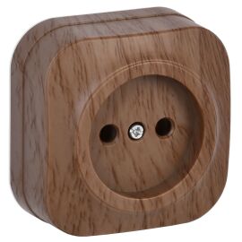 GLORY Розетка 1-местная для открытой установки без заземления без защитных шторок 10А РС20-2-ХД дуб 