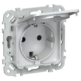 FLITE Розетка с заземлением с защитными шторками и крышкой 16А IP44 РСшкр11-0-44-ФлЖ жемчуг IEK