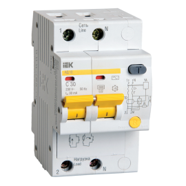 Автомат дифференциальный АД12 2Р 32А 30мА, IEK MAD10-2-032-C-030