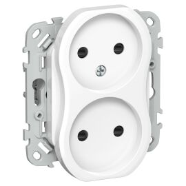 FLITE Розетка 2-местная без заземления с защитными шторками 10А РСш02-0-ФлБ белый IEK