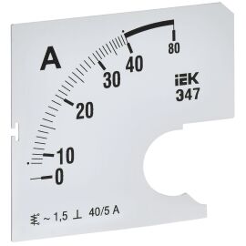 Шкала сменная для амперметра Э47 40/5А класс точности 1,5 72х72мм IEK