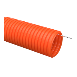Труба гофрированная ПНД с протяжкой, d50мм, 15м, тяжелая, оранжевая, IEK CTG21-50-K09-015