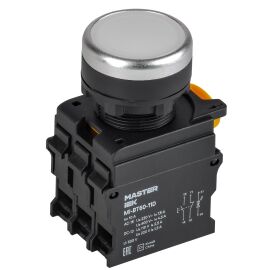 Кнопка с подсветкой d=22мм 1NO+1NC белая MASTER IEK