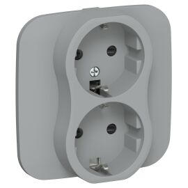 FLITE Розетка 2-местная с заземлением с защитными шторками безвинтовое крепление 16А РСш12-1-А-ФлС с