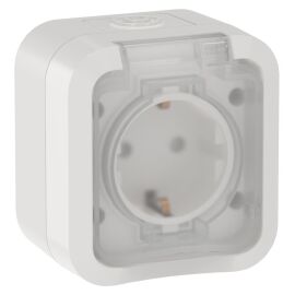 TORS Розетка 1-местная заземляющим контактом и крышкой 16А IP55 TS320 белый IEK