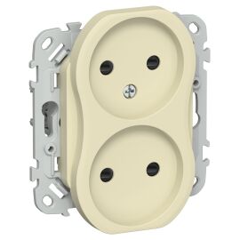 FLITE Розетка 2-местная без заземления с защитными шторками безвинтовое крепление 10А РСш02-1-ФлН на