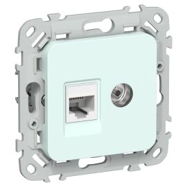 FLITE Розетка 2-местная RJ45/TV категория 5Е UTP РКТВ5е-2-0-ФлХЛ холодный лед IEK