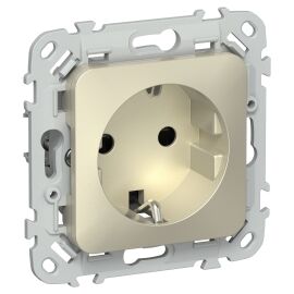 FLITE Розетка с заземлением с защитными шторками 16А РСш11-0-ФлШ шампань IEK