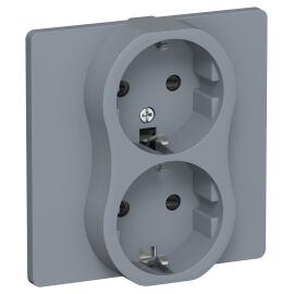 FLITE Розетка 2-местная с заземлением с защитными шторками 16А РСш12-0-К-ФлМ маренго IEK