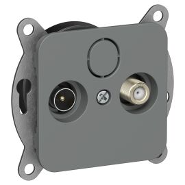 FLITE Розетка 2-местная TV+SAT экранированная проходная РТВс-2-1-2-ФлМА мокрый асфальт IEK