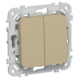 FLITE Выключатель 2-клавишный кнопочный проходной 10А ВС62-2-0-ФлХ хаки IEK