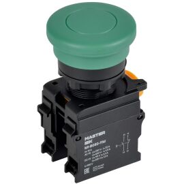 Кнопка "Грибок" без фиксации d=22мм 1NO+1NC зелёная MASTER IEK
