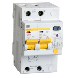 Автомат дифференциальный АД12М 2Р С50 30мА, IEK MAD12-2-050-C-030