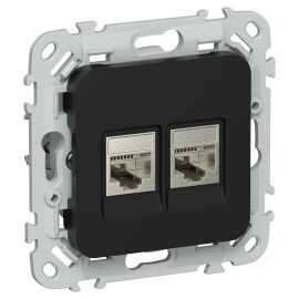 FLITE Розетка 2-местная RJ45/RJ11 категория 5Е/3 STP РКТ5е/3-2-1-ФлЧ черный IEK