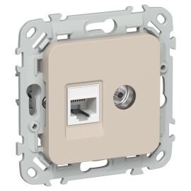 FLITE Розетка 2-местная RJ45/TV категория 5Е UTP РКТВ5е-2-0-ФлЛ льняной IEK