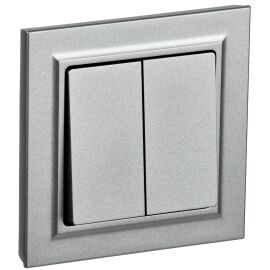 BRITE Выключатель 2-клавишный 10А в сборе ВСР10-2-0-БрА алюминий IEK