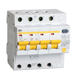 Автомат дифференциальный АД14 4Р 25А 300мА, IEK MAD10-4-025-C-300