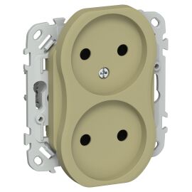 FLITE Розетка 2-местная без заземления без защитных шторок 10А РС02-0-ФлО оливковый IEK