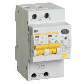 Автомат дифференциальный АД12MS 2Р 40А 300мА, IEK MAD123-2-040-C-300