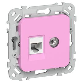 FLITE Розетка 2-местная RJ45/TV категория 5Е UTP РКТВ5е-2-0-ФлПр пурпурный IEK