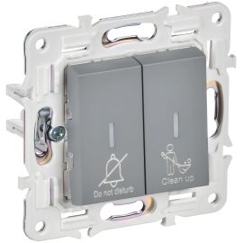 SKANDY Выключатель 2-клавишный с индикацией для отелей 10А SK-V16Gr серый IEK