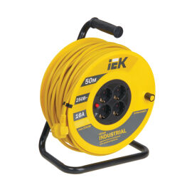 Удлинитель на катушке с т/з, 4 места, 2Р+PЕ/50м, 3х1,5мм2, IEK WKP15-16-04-50