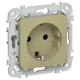 FLITE Розетка с заземлением с защитными шторками 16А РСш11-0-ФлО оливковый IEK