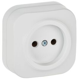 GLORY Розетка 1-местная для открытой установки без заземления без защитных шторок 10А РС20-2-ХБм бел