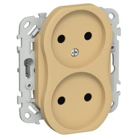 FLITE Розетка 2-местная без заземления без защитных шторок безвинтовое крепление 10А РС02-1-ФлШм шам
