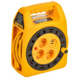 INDUSTRIAL Катушка УК15 3 места с заземлением с термозащитой 3х1,5мм2 с USBх2 с LED-подсветкой 15м I