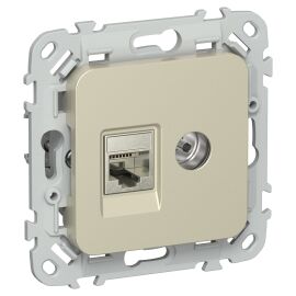 FLITE Розетка 2-местная RJ45/TV категория 6 STP РКТВ6-2-1-ФлШ шампань IEK