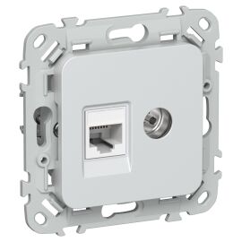 FLITE Розетка 2-местная RJ45/TV категория 5Е UTP РКТВ5е-2-0-ФлЖ жемчуг IEK