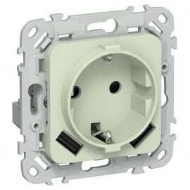 FLITE Розетка 1-местная с заземлением с защитными шторками 16А с USB A+A 3,1А РСЮша11-0-ФлП панг IEK
