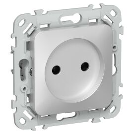 FLITE Розетка без заземления без защитных шторок безвинтовое крепление 10А РС01-1-ФлА алюминий IEK