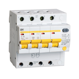 Автомат дифференциальный АД14 4Р 10А 30мА, IEK MAD10-4-010-C-030