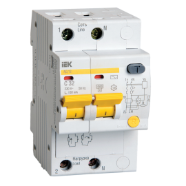 Автомат дифференциальный АД12 2Р 32А 100мА, IEK MAD10-2-032-C-100
