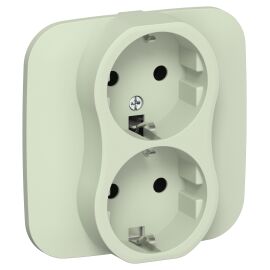 FLITE Розетка 2-местная с заземлением без защитных шторок безвинтовое крепление 16А РС12-1-А-ФлП пан