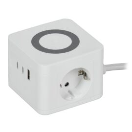 DOMINIC Удлинитель с беспроводной зарядкой 10Вт У02К 2 места 2P+PE 1,3м 3х1,0мм2 16А/250В USB A+C бе