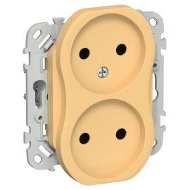 FLITE Розетка 2-местная без заземления без защитных шторок безвинтовое крепление 10А РС02-1-ФлЗ золо