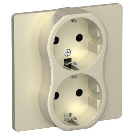 FLITE Розетка 2-местная с заземлением без защитных шторок безвинтовое крепление 16А РС12-1-К-ФлШ шам