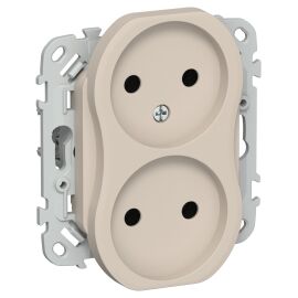 FLITE Розетка 2-местная без заземления без защитных шторок безвинтовое крепление 10А РС02-1-ФлЛ льня