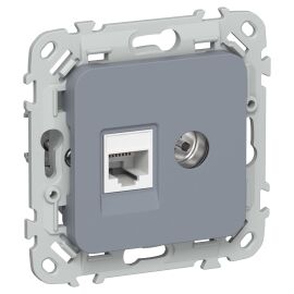 FLITE Розетка 2-местная RJ45/TV категория 5Е UTP РКТВ5е-2-0-ФлМ маренго IEK