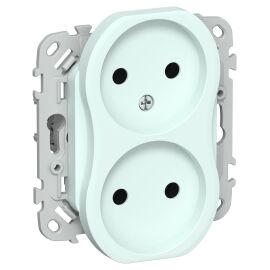 FLITE Розетка 2-местная без заземления без защитных шторок безвинтовое крепление 10А РС02-1-ФлХЛ хол