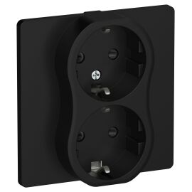 FLITE Розетка 2-местная с заземлением с защитными шторками 16А РСш12-0-К-ФлЧ черный IEK