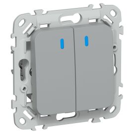 FLITE Выключатель 2-клавишный с индикацией 10А ВС12-1-1-ФлС серый IEK