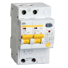 Автомат дифференциальный АД12М 2Р С40 30мА, IEK MAD12-2-040-C-030