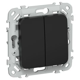 FLITE Выключатель 2-клавишный кнопочный 10А ВС12-2-0-ФлЧ черный IEK