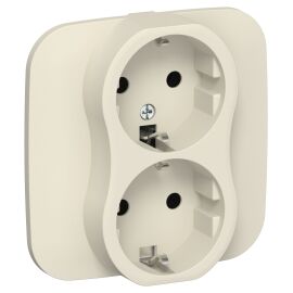 FLITE Розетка 2-местная с заземлением без защитных шторок безвинтовое крепление 16А РС12-1-А-ФлСл сл